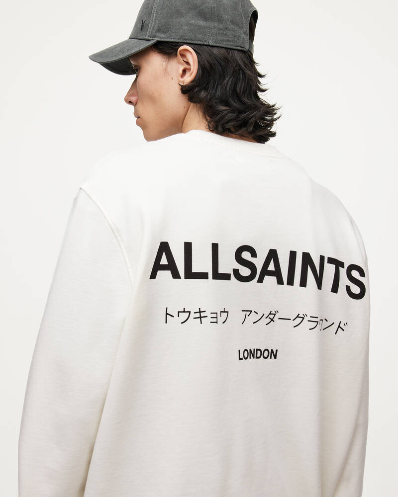 Ashen White Allsaints Underground Crew Sweatshirt | MG343X-7266