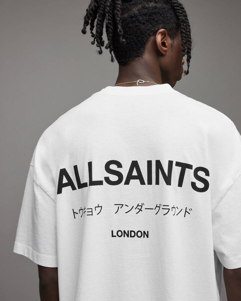 Ashen White Allsaints Underground Crew T Shirt | MG385W-7266