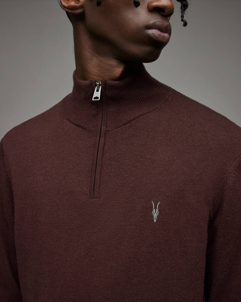 Beaujolais Red Allsaints Kilburn Zip Funnel Sweatshirt | MK135X-7946