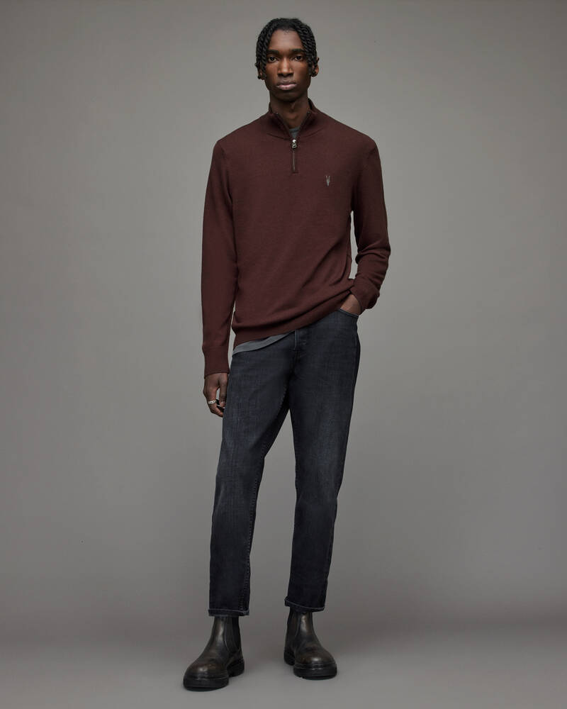 Beaujolais Red Allsaints Kilburn Zip Funnel Sweatshirt | MK135X-7946