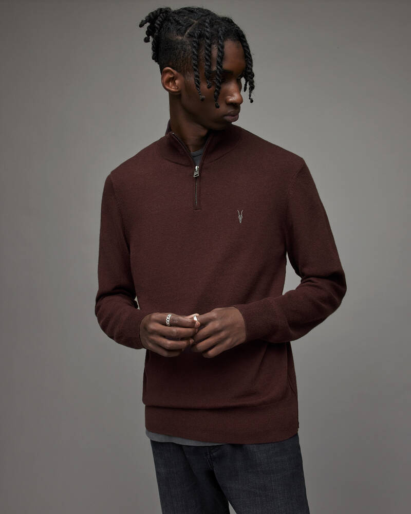 Beaujolais Red Allsaints Kilburn Zip Funnel Sweatshirt | MK135X-7946