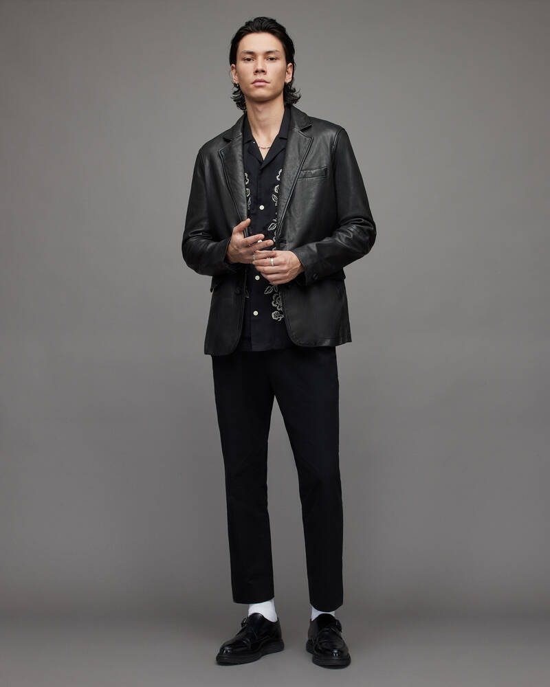 Black Allsaints Aki Leather Blazer | ML065X-5