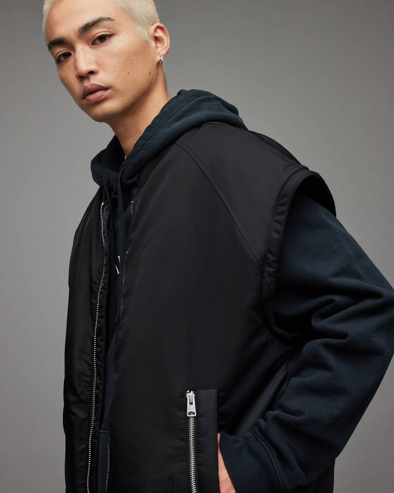 Black Allsaints Akio 2 In 1 Bomber Jacket | MJ020X-5