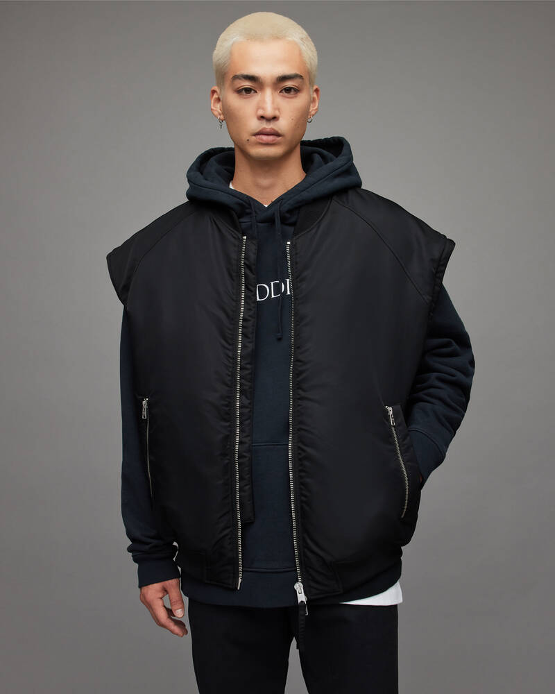 Black Allsaints Akio 2 In 1 Bomber Jacket | MJ020X-5