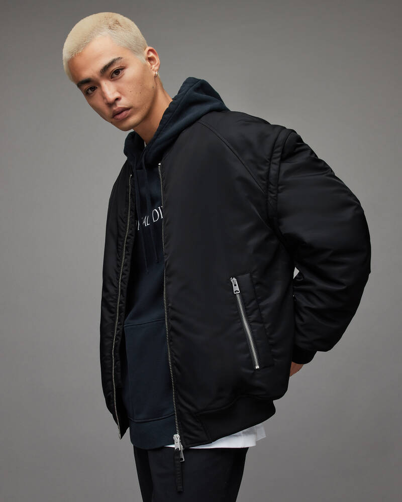 Black Allsaints Akio 2 In 1 Bomber Jacket | MJ020X-5