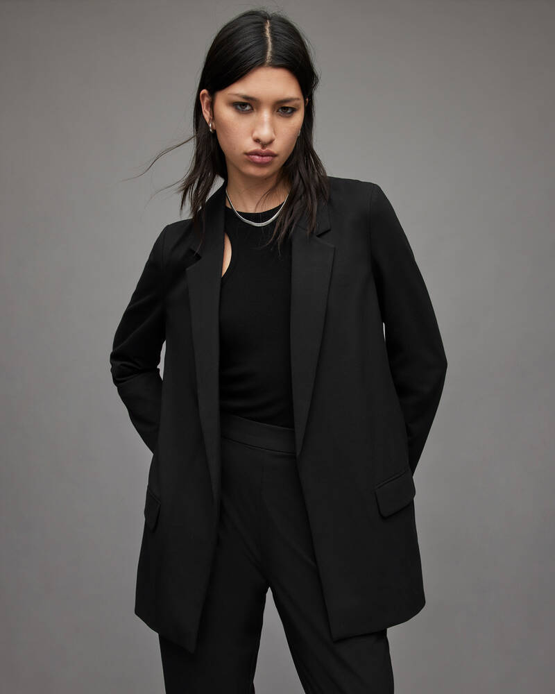 Black Allsaints Aleida Jersey Blazer | WT109V-5