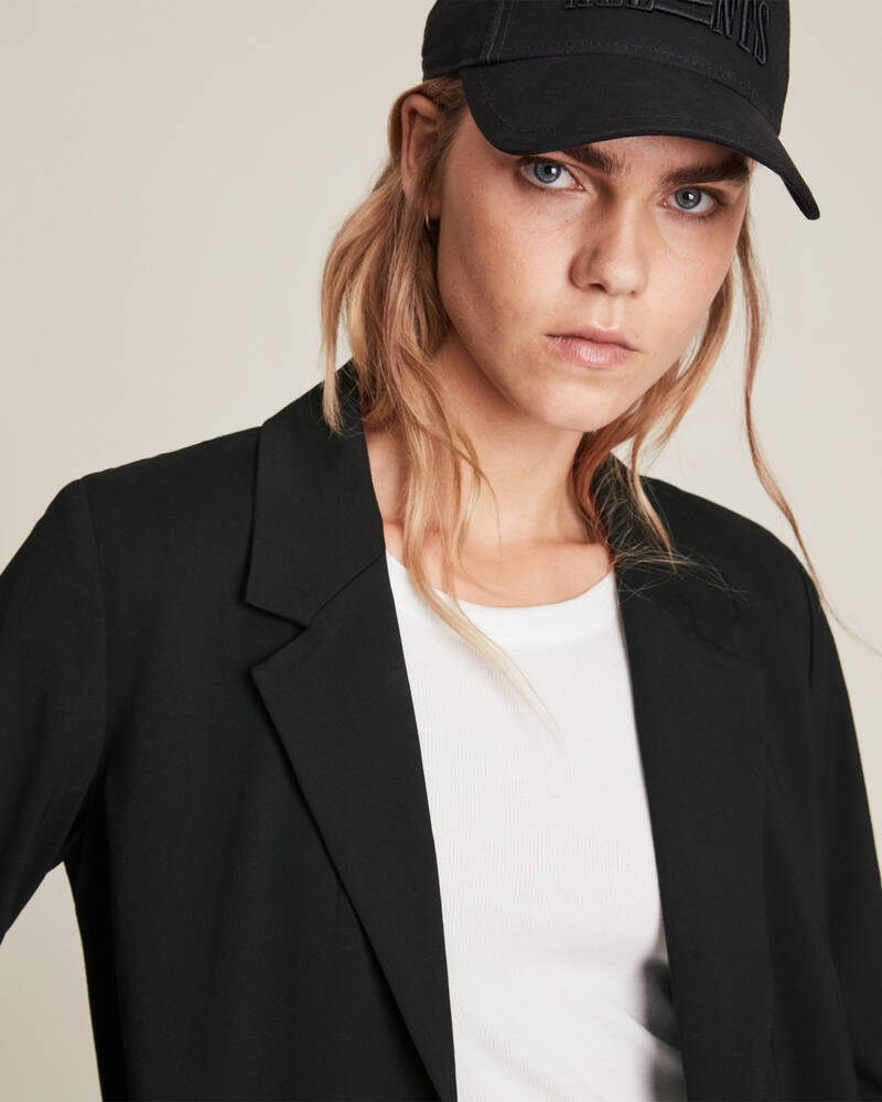 Black Allsaints Aleida Jersey Duster Blazer | WT110V-5