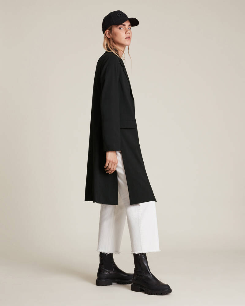 Black Allsaints Aleida Jersey Duster Blazer | WT110V-5