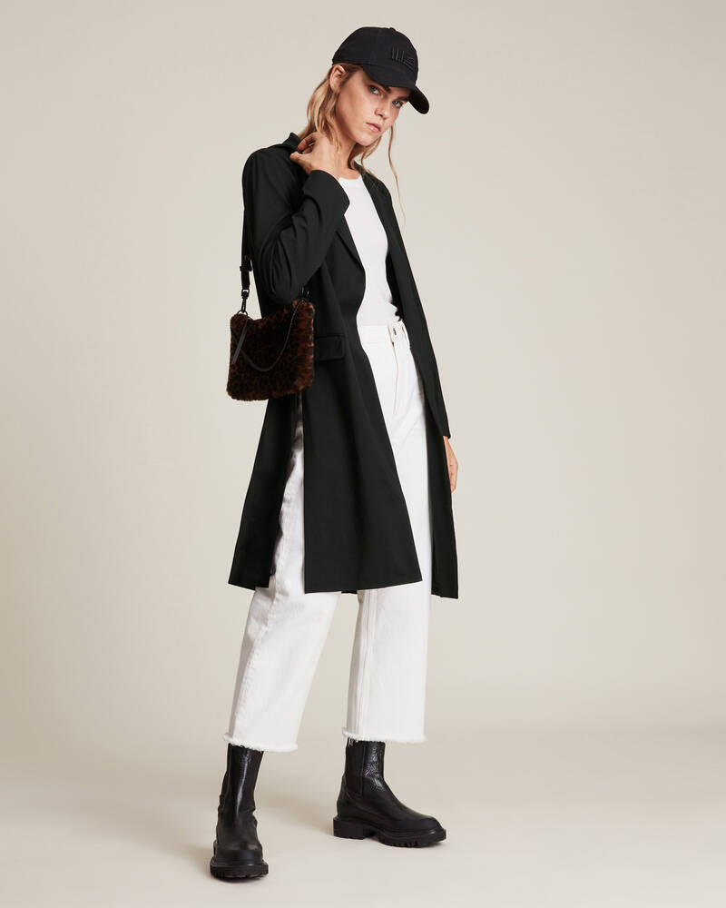 Black Allsaints Aleida Jersey Duster Blazer | WT110V-5