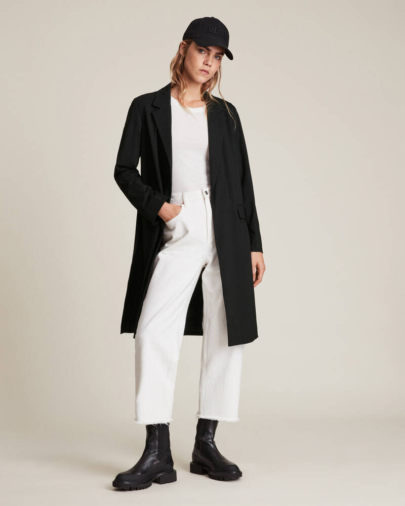 Black Allsaints Aleida Jersey Duster Blazer | WT110V-5