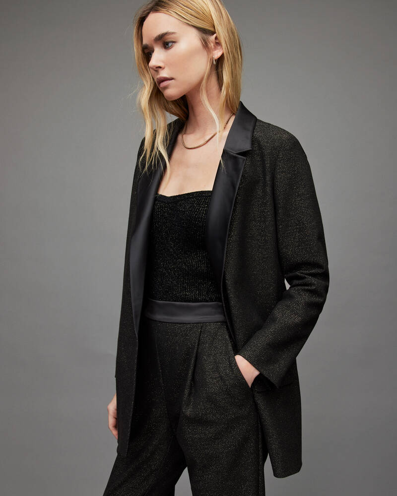 Black Allsaints Aleida Shimmer Blazer | WT031X-5