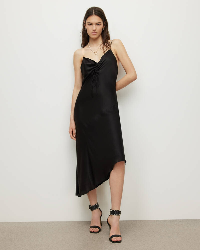 Black Allsaints Alexia Midi Dress | WD432W-5