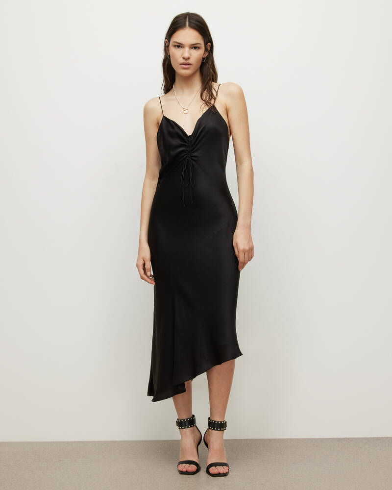 Black Allsaints Alexia Midi Dress | WD432W-5