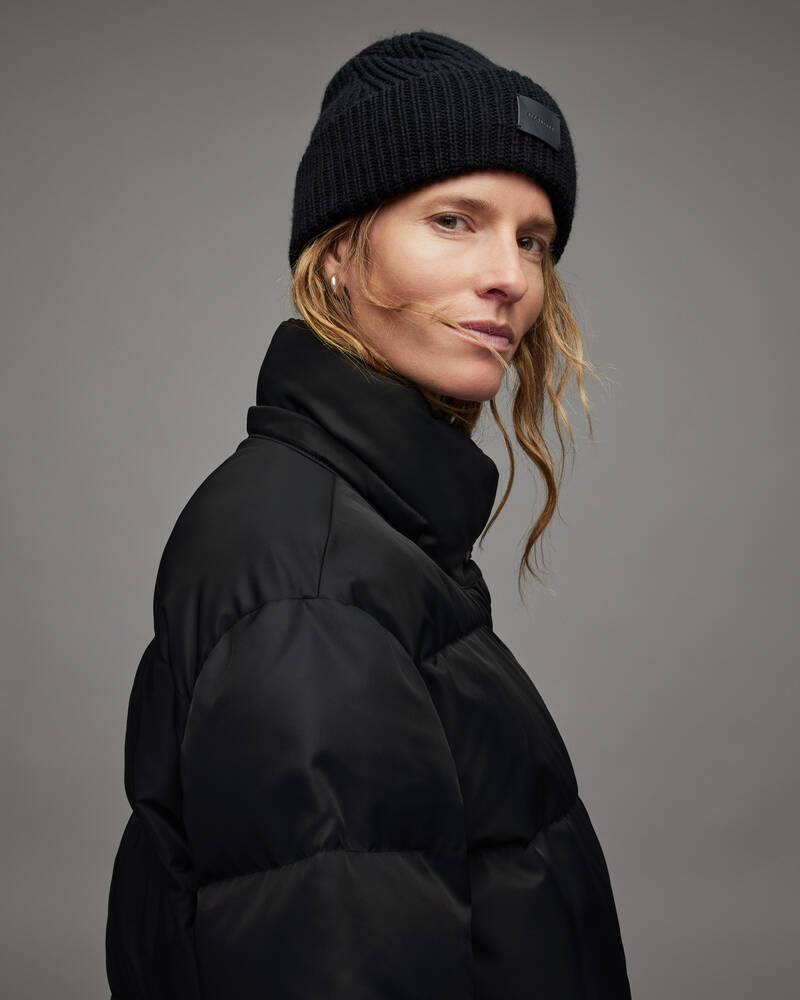 Black Allsaints Allana Oversized Puffer Coat | WO133V-5