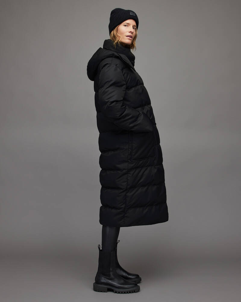 Black Allsaints Allana Oversized Puffer Coat | WO133V-5