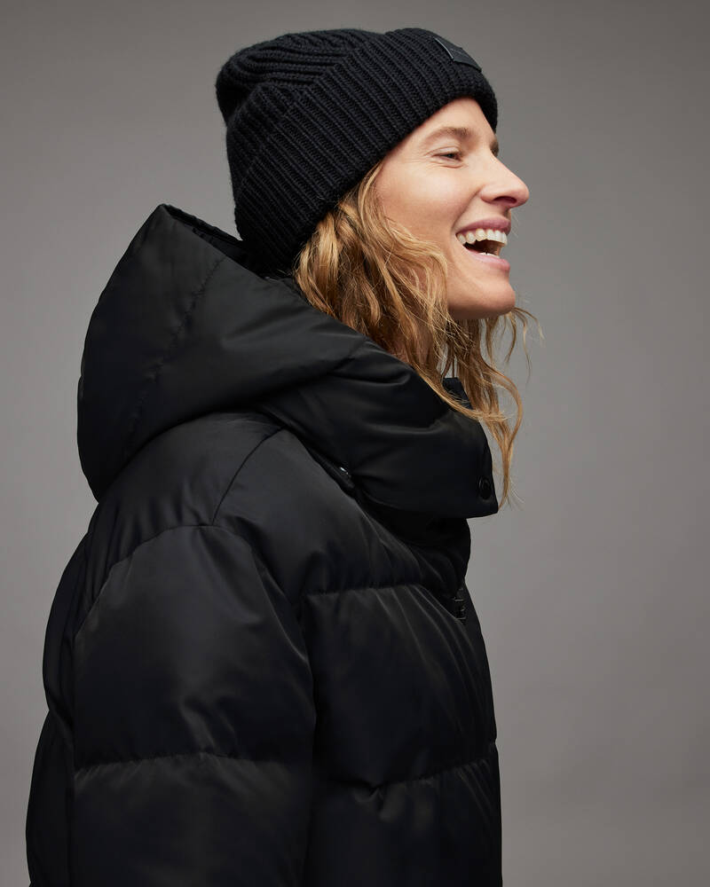 Black Allsaints Allana Oversized Puffer Coat | WO133V-5