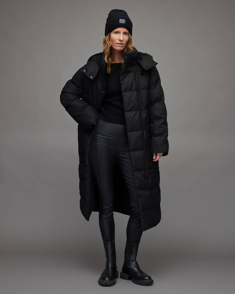 Black Allsaints Allana Oversized Puffer Coat | WO133V-5