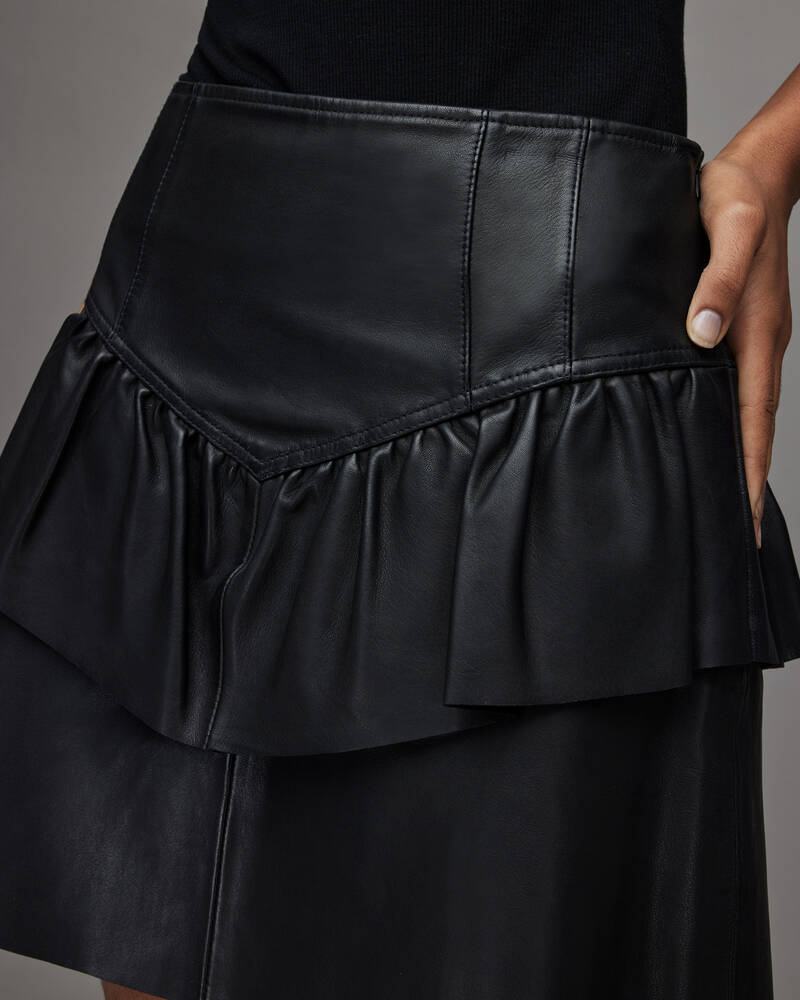 Black Allsaints Andy Leather Skirt | WL107X-5