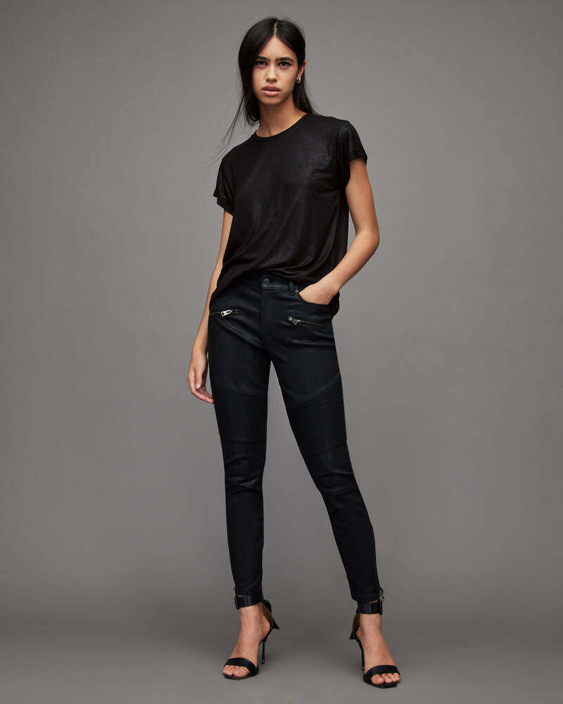 Black Allsaints Anna Shimmer T Shirt | WM243X-5