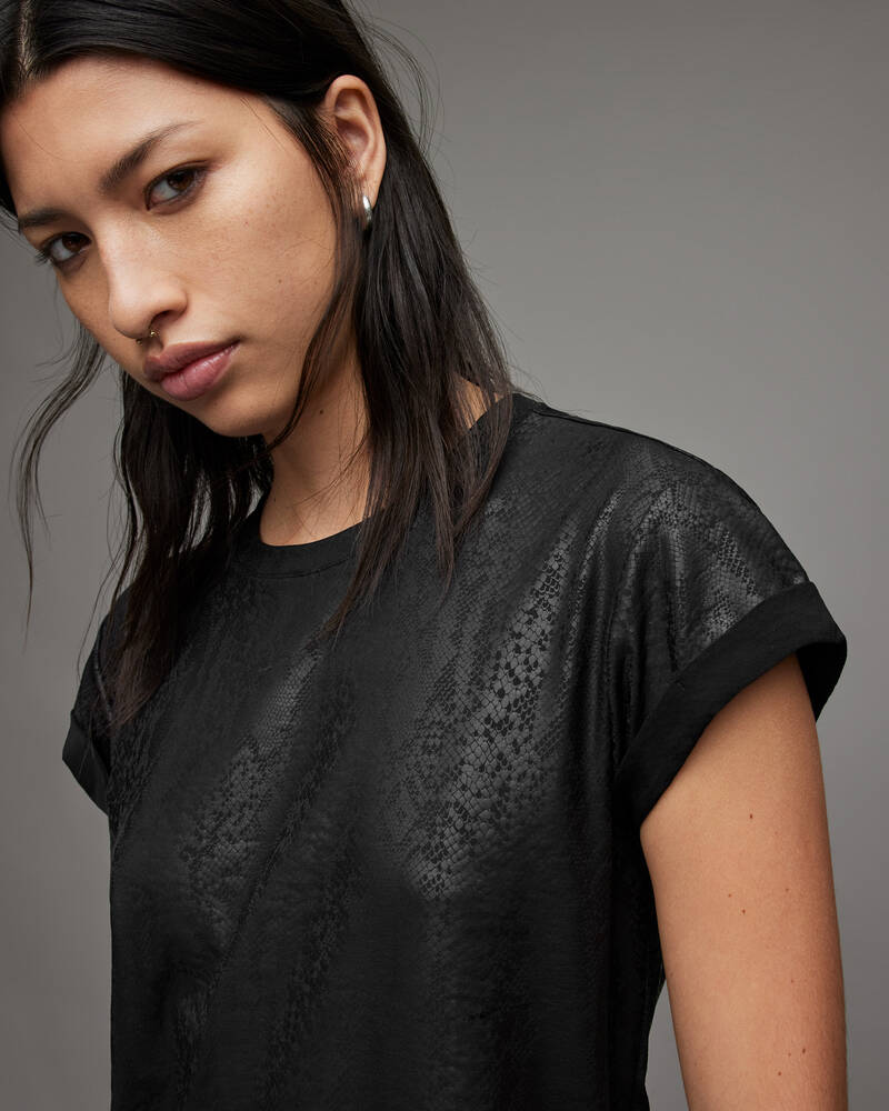 Black Allsaints Anna Snake T Shirt | WM236X-5