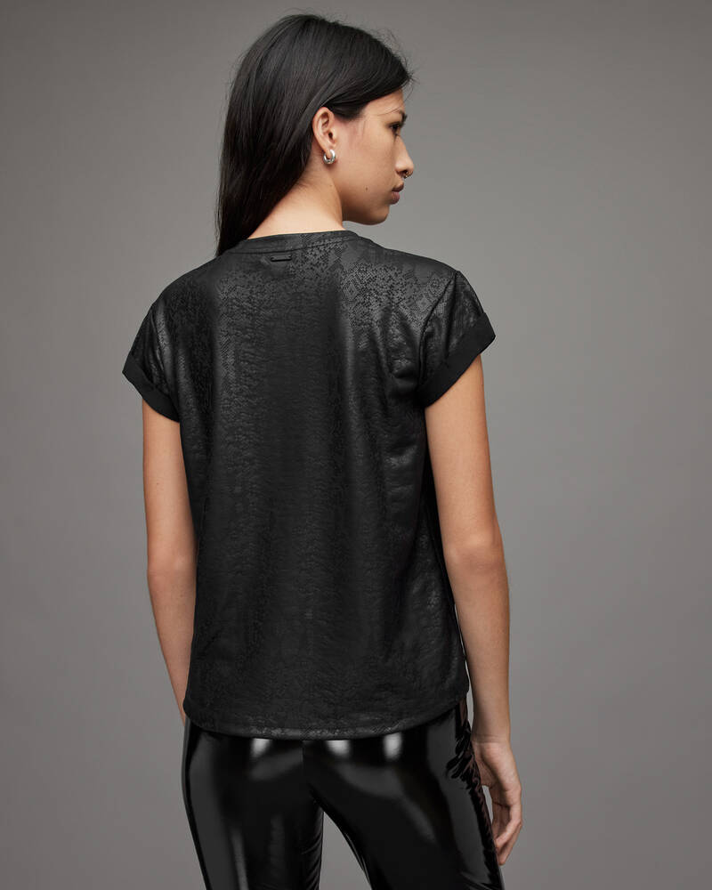 Black Allsaints Anna Snake T Shirt | WM236X-5