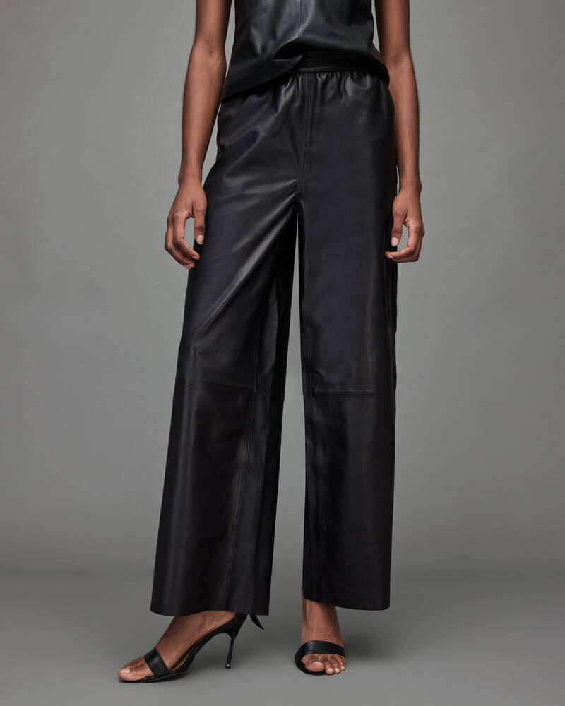 Black Allsaints Aspen Leather Trousers | WL130X-5