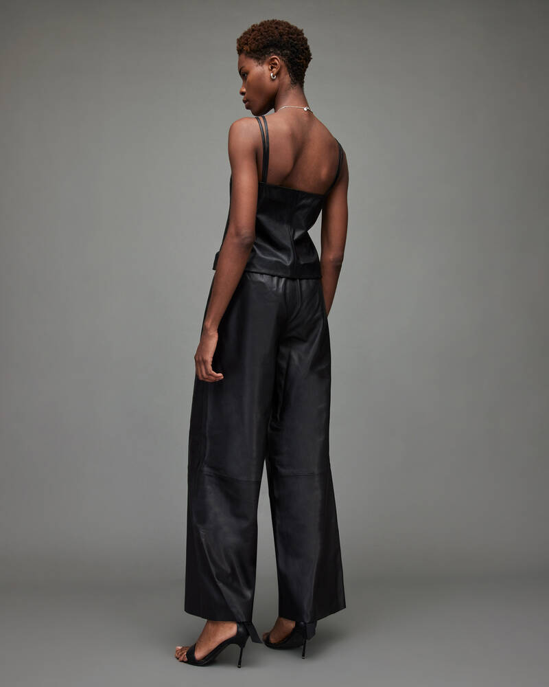 Black Allsaints Aspen Leather Trousers | WL130X-5