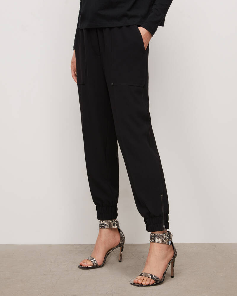 Black Allsaints Auden Mid Rise Cuffed Trousers | WL187U-5