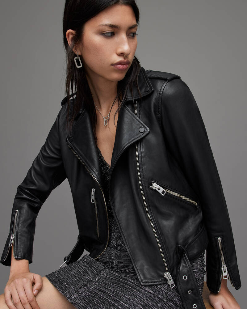 Black Allsaints Balfern Leather Biker Jacket | WL115E-5