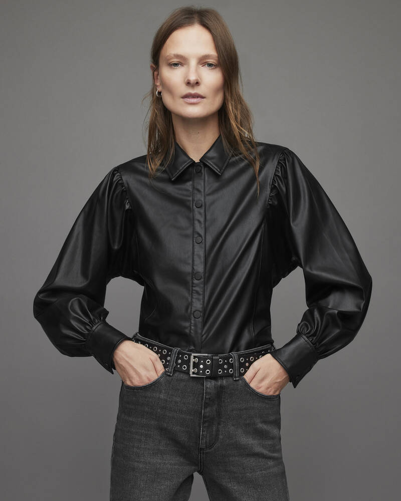 Black Allsaints Bella Faux Shirt | WL018X-5