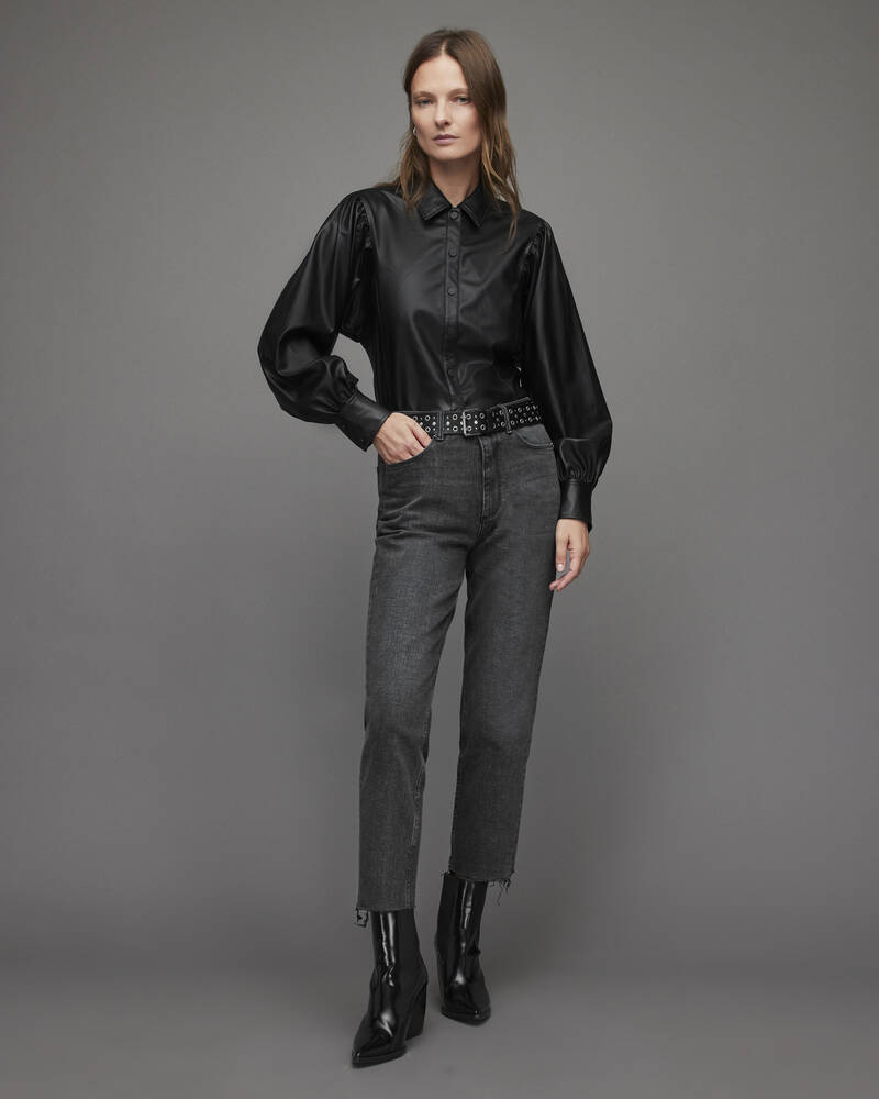 Black Allsaints Bella Faux Shirt | WL018X-5