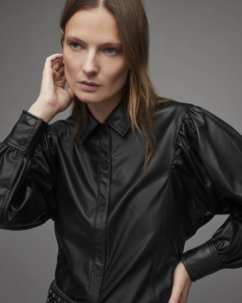 Black Allsaints Bella Faux Shirt | WL018X-5