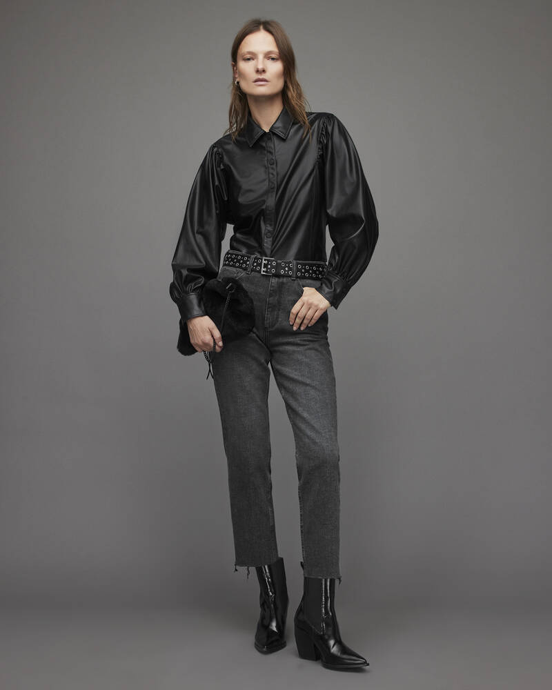 Black Allsaints Bella Faux Shirt | WL018X-5