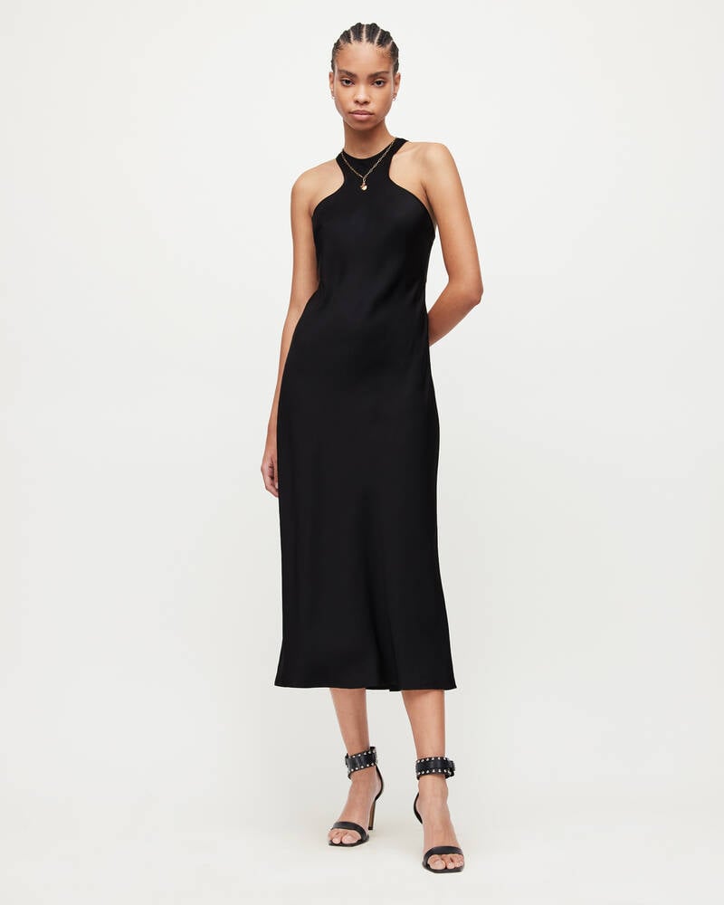 Black Allsaints Betina Slip Dress | WD286W-5