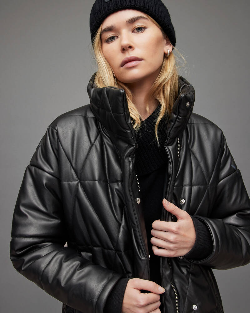 Black Allsaints Bon Faux Puffer Jacket | WL162X-5