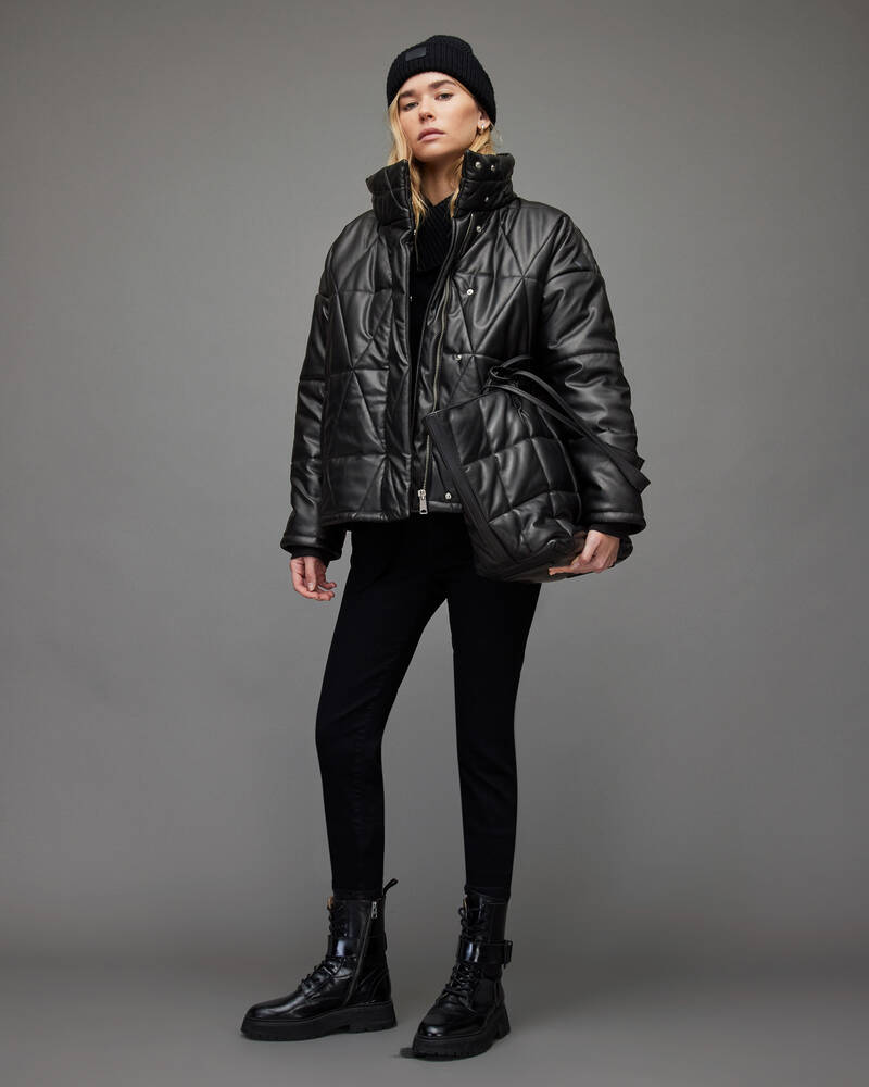 Black Allsaints Bon Faux Puffer Jacket | WL162X-5