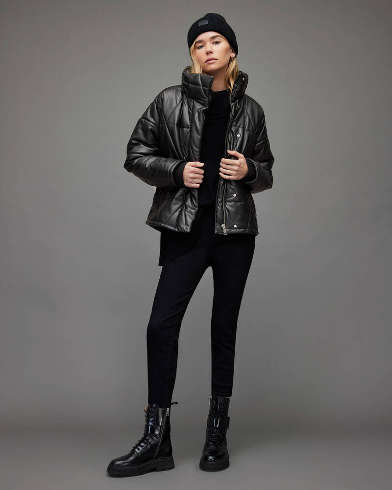 Black Allsaints Bon Faux Puffer Jacket | WL162X-5