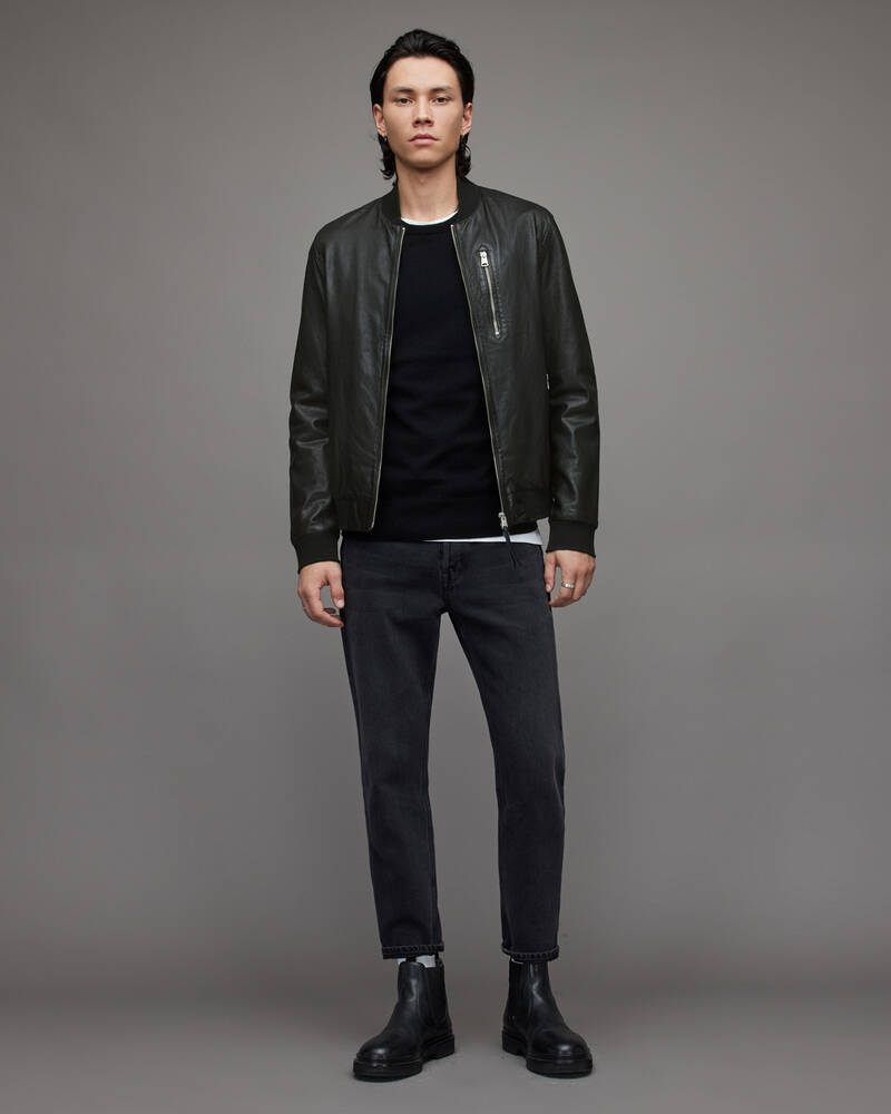 Black Allsaints Boyton Leather Bomber Jacket | ML048T-5