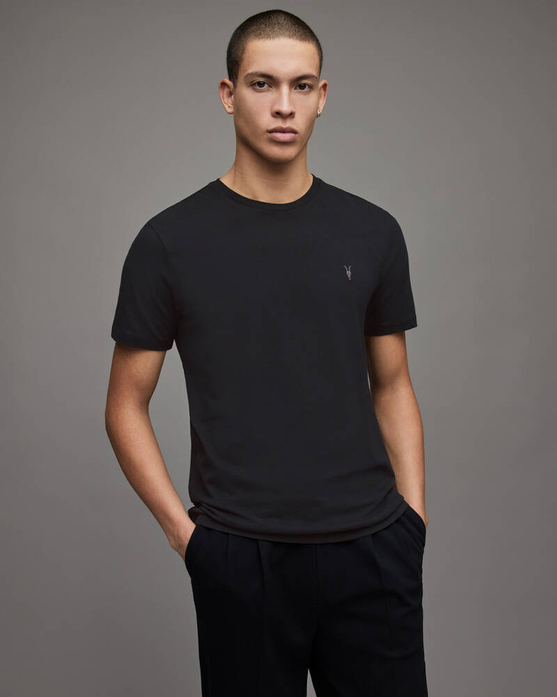 Black Allsaints Brace Brushed Cotton 3 Pack T Shirts | MD130M-5