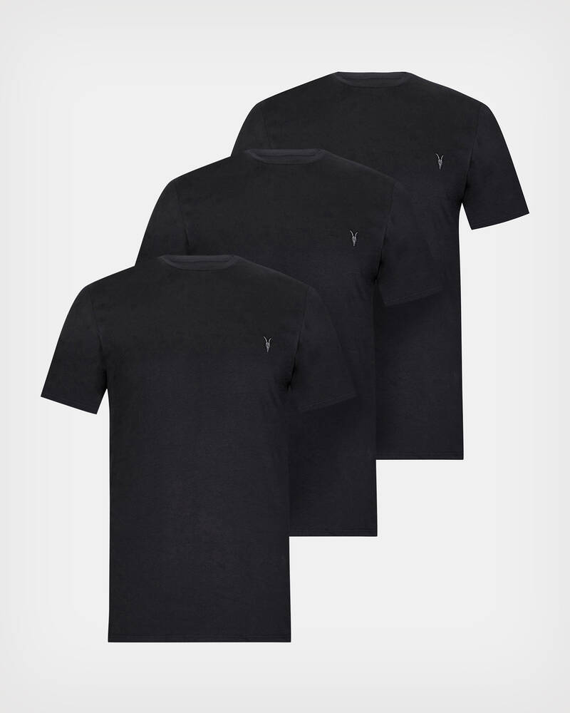 Black Allsaints Brace Brushed Cotton 3 Pack T Shirts | MD130M-5