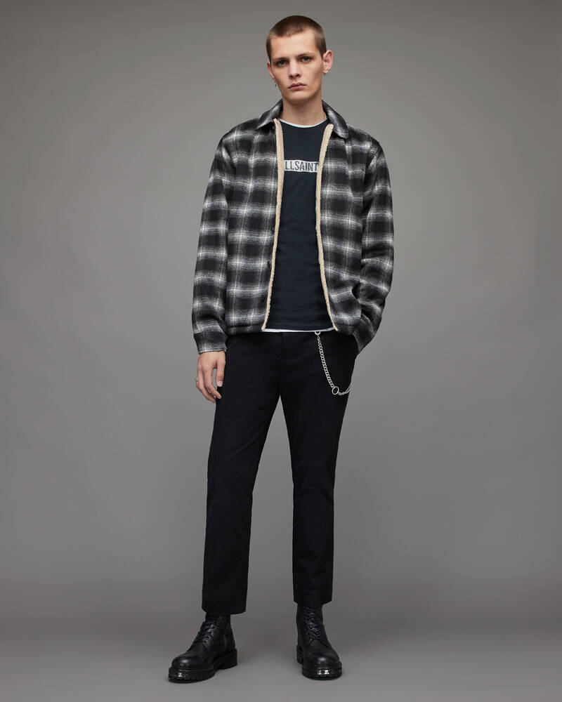 Black Allsaints Canoose Sherpa Lined Check Jacket | MS161V-5