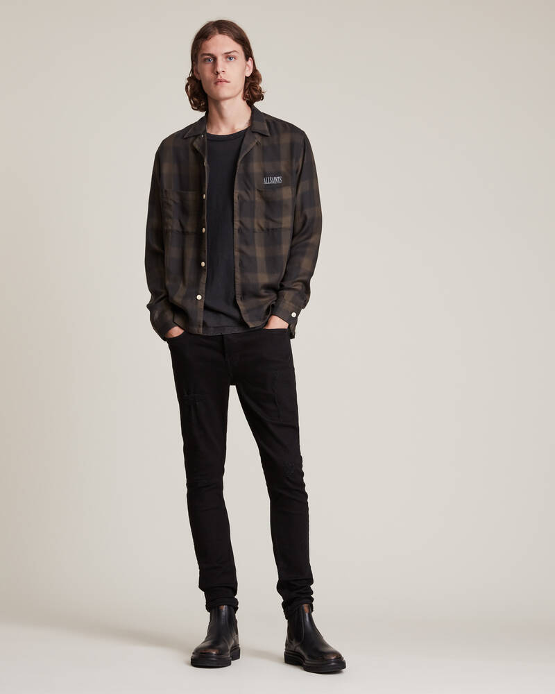 Black Allsaints Cigarette Damaged Skinny Jeans | ME041T-5