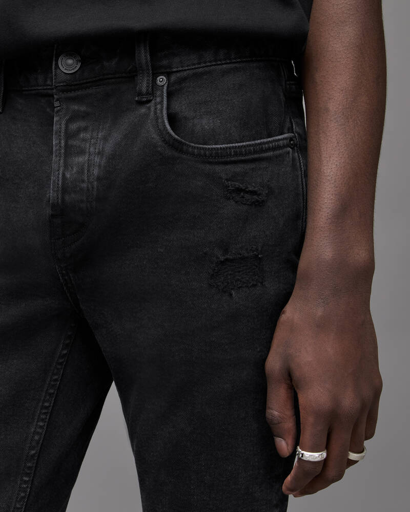 Black Allsaints Cigarette Damaged Skinny Jeans | ME066W-5