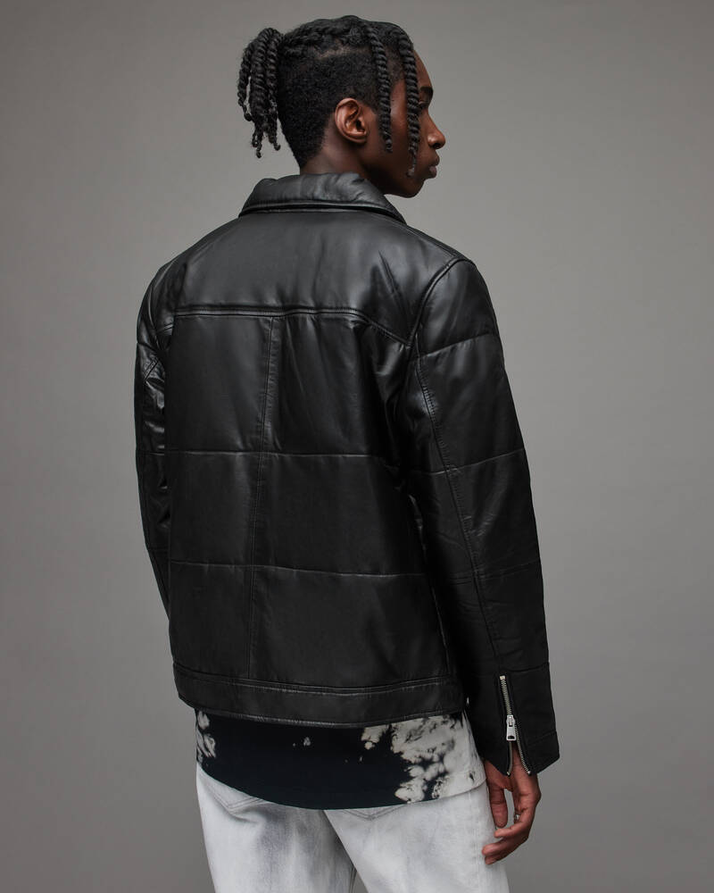 Black Allsaints Cobb Leather Puffer Jacket | ML040X-5