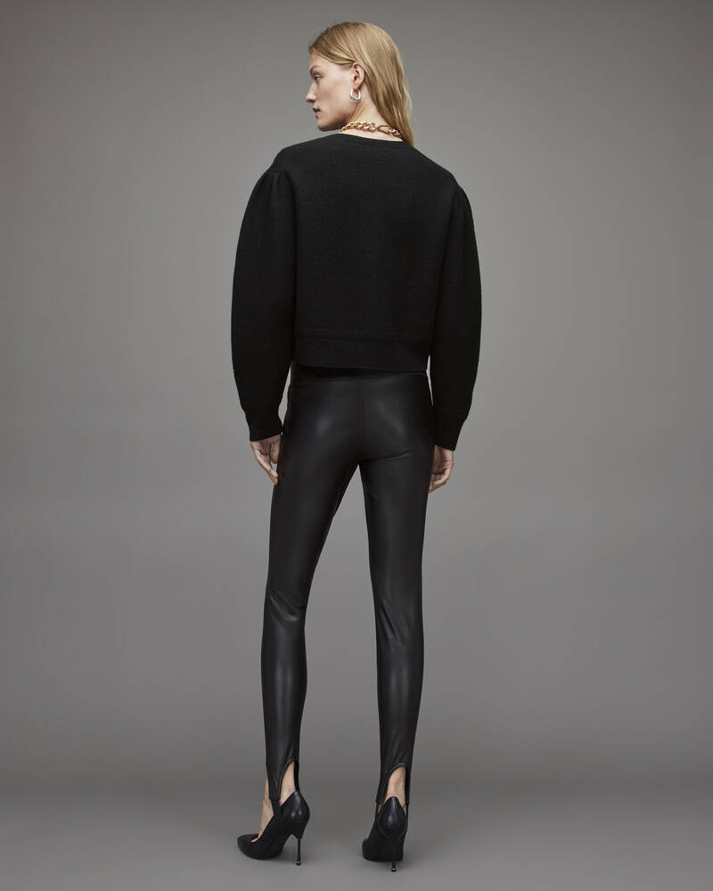 Black Allsaints Cora Faux Stirrup Leggings | WL157X-5