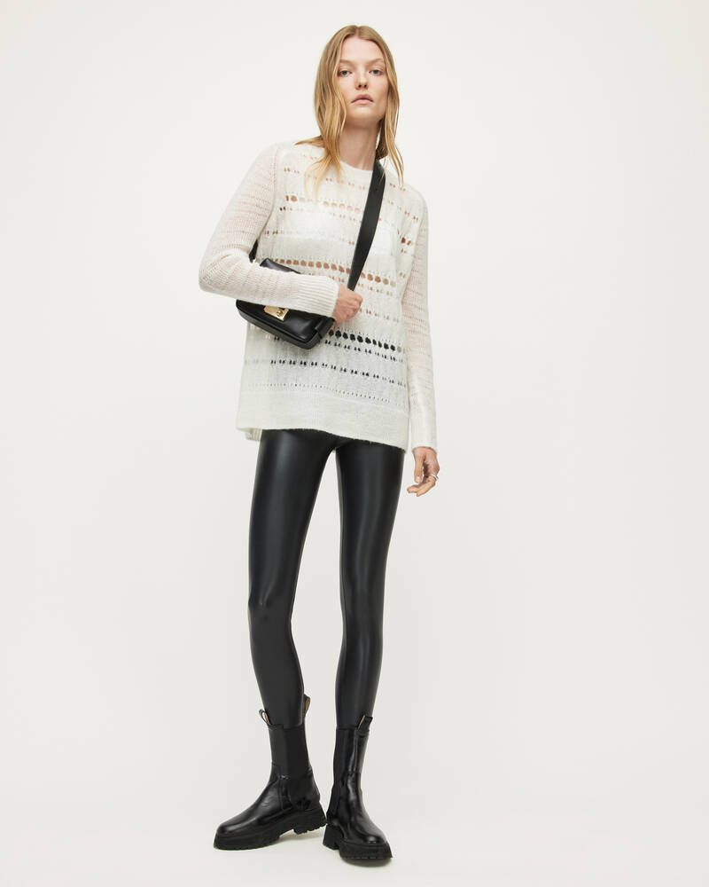 Black Allsaints Cora Leather Look High Rise Leggings | WL166P-5