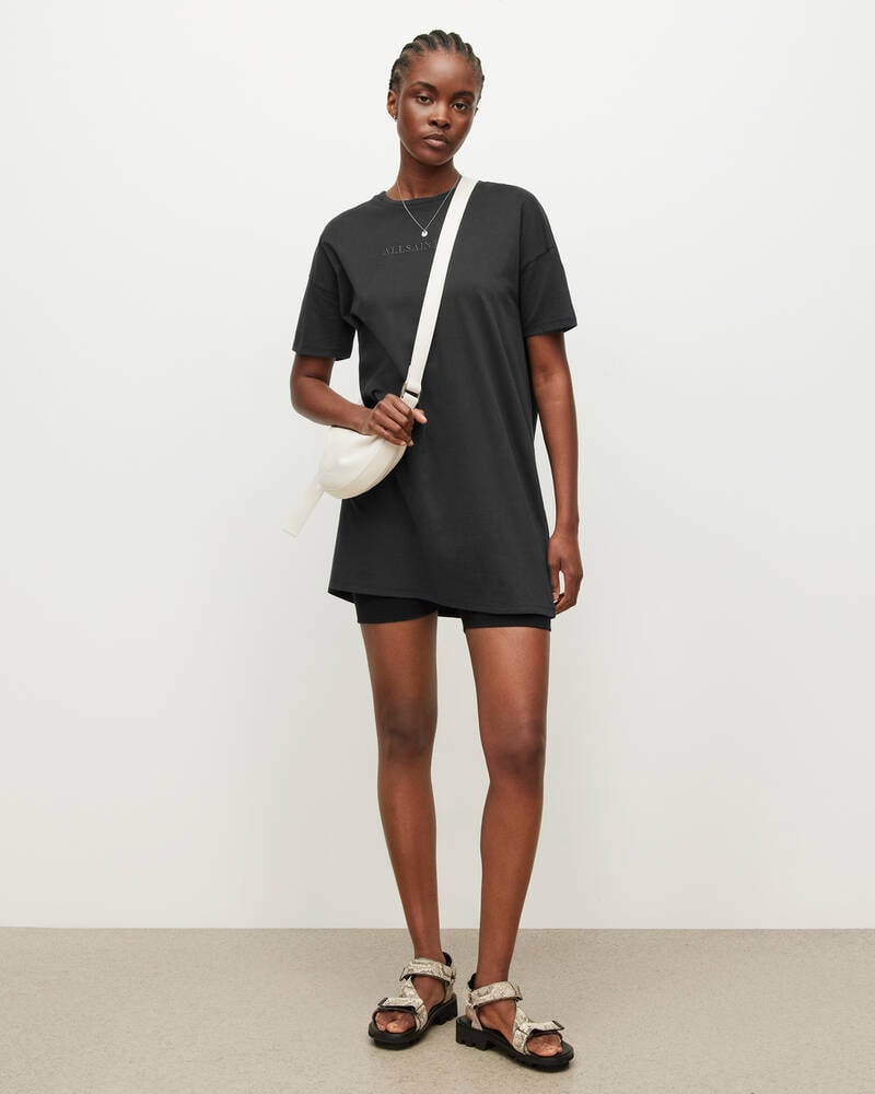 Black Allsaints Cornu Mini T Shirt Dress | WG185W-5