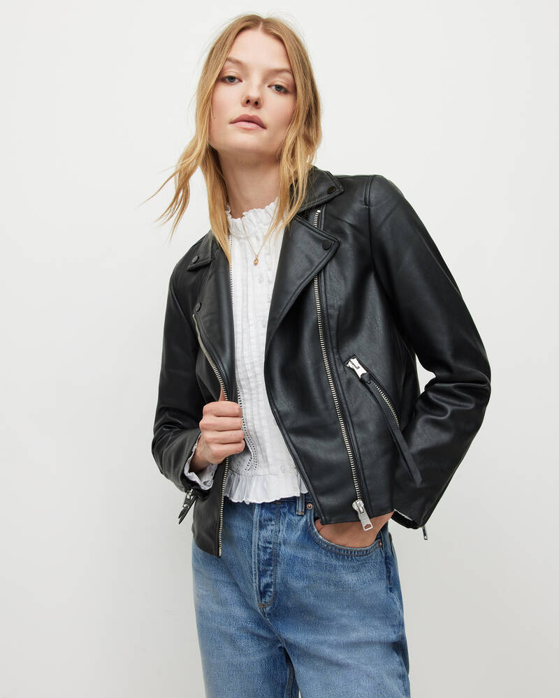 Black Allsaints Dalby Faux Biker Jacket | WL073X-5