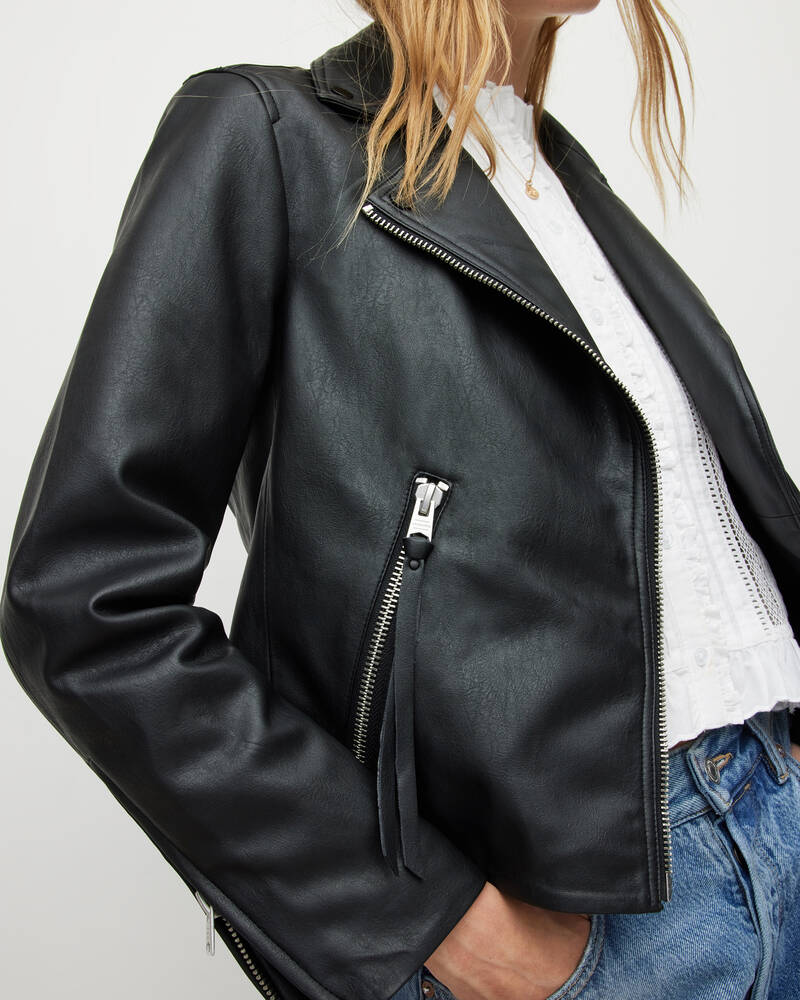 Black Allsaints Dalby Faux Biker Jacket | WL073X-5