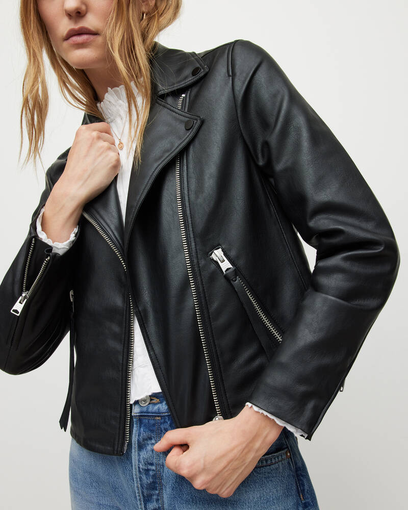 Black Allsaints Dalby Faux Biker Jacket | WL073X-5